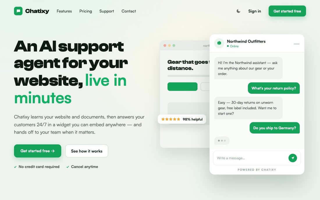 Chatixy — AI support agent for your website.